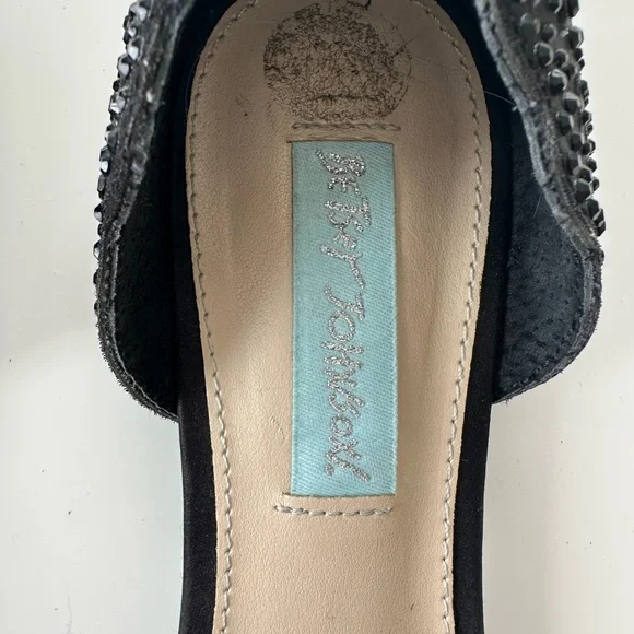 Betsey Johnson Lucy  embellished  black Pointed-Toe Woven Flat Loafers size 7.5 - Picture 3 of 10